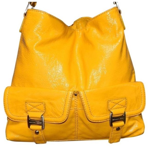 Michael Kors Yellow Patent Leather XL Hobo - Picture 1 of 7